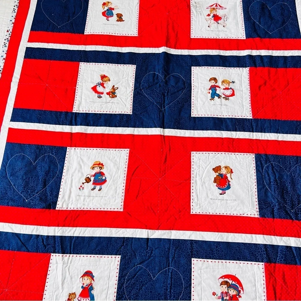 45”x62” Homemade Kids Cotton Quilt, Quilt Blanket.